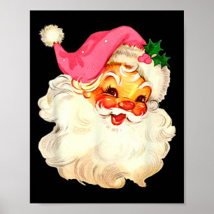 Sinterklaas Roze Kerstmis Gezicht Oud Xmas Vintage Poster