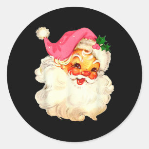 Sinterklaas Roze Kerstmis Gezicht Oud Xmas Vintage Ronde Sticker