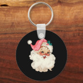 Sinterklaas Roze Kerstmis Gezicht Oud Xmas Vintage Sleutelhanger (Voorkant)