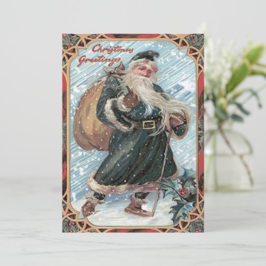 Sinterklaas Sack of Toys Holly Winter Storm Kaart (Staand voorkant)