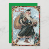 Sinterklaas Sack of Toys Holly Winter Storm Kaart (Voorkant / Achterkant)