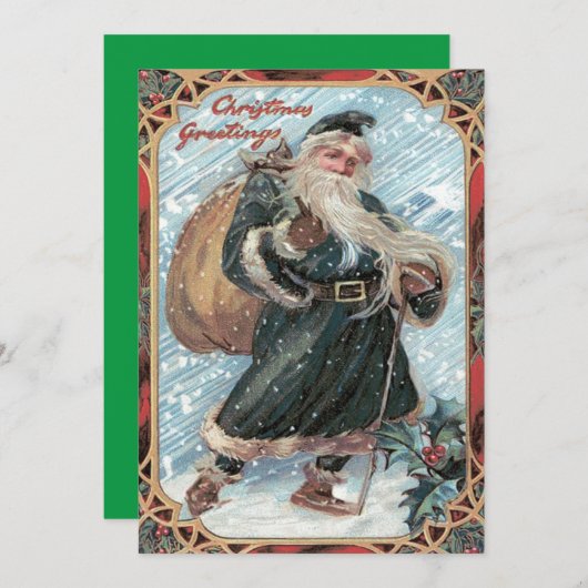 Sinterklaas Sack of Toys Holly Winter Storm Kaart (Voorkant / Achterkant)