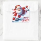 Sinterklaas schaatsen op een winterdag vierkante sticker (Tas)