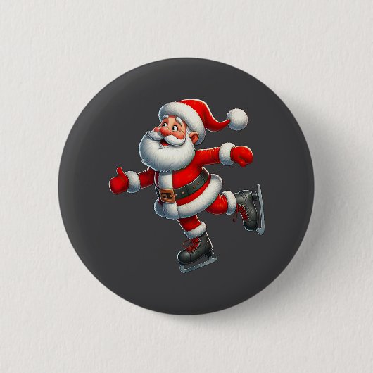Sinterklaas schaatsen schaatsen Kerstmis Ronde Button 5,7 Cm (Voorkant)