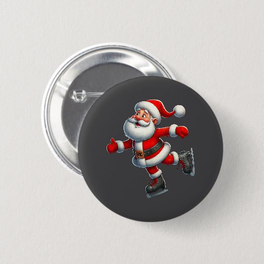 Sinterklaas schaatsen schaatsen Kerstmis Ronde Button 5,7 Cm (Voorkant /achterkant)