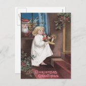Sinterklaas Schattige Meisje Speelgoed Holly Feestdagenkaart (Voorkant / Achterkant)