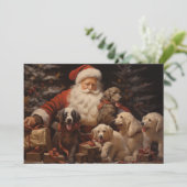  Sinterklaas Schattigee Puppies Vrolijk kerstfeest Feestdagenkaart (Staand voorkant)
