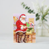 Sinterklaas schildert een poppenhuis feestdagenkaart (Staand voorkant)