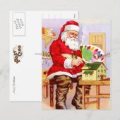 Sinterklaas schildert een poppenhuis feestdagenkaart (Voorkant / Achterkant)