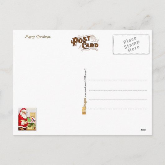 Sinterklaas schildert een poppenhuis feestdagenkaart (Achterkant)