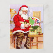 Sinterklaas schildert een poppenhuis feestdagenkaart (Voorkant)