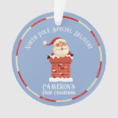 Sinterklaas schoorsteen Custom Foto Eerste Kerstmi Ornament (voorkant)