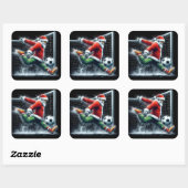 Sinterklaas schopt een Voetbal in de winterpret Vierkante Sticker (Vel)