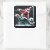 Sinterklaas schopt een Voetbal in de winterpret Vierkante Sticker (Tas)
