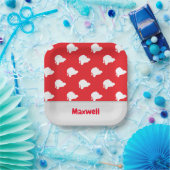 Sinterklaas silhouet patroon op rood papieren bordje (Feest)