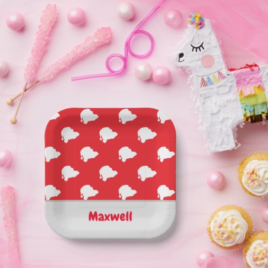 Sinterklaas silhouet patroon op rood papieren bordje (Feest)