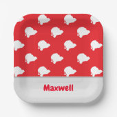 Sinterklaas silhouet patroon op rood papieren bordje (Voorkant)