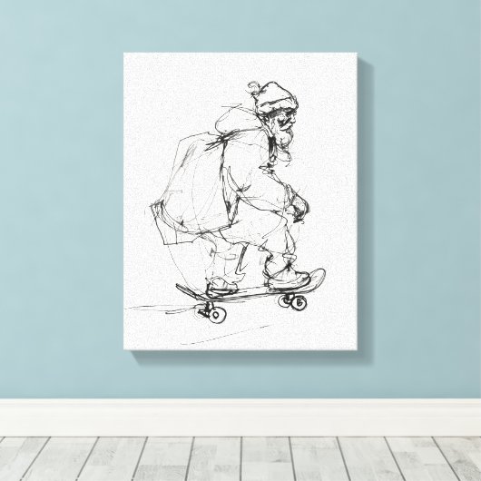 Sinterklaas skateboarden met Cadeaus Canvas Afdruk (Insitu (Houten vloer))