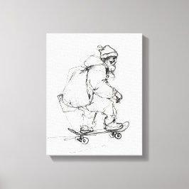 Sinterklaas skateboarden met Cadeaus Canvas Afdruk