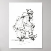 Sinterklaas skateboarden met Cadeaus Poster (Voorkant)