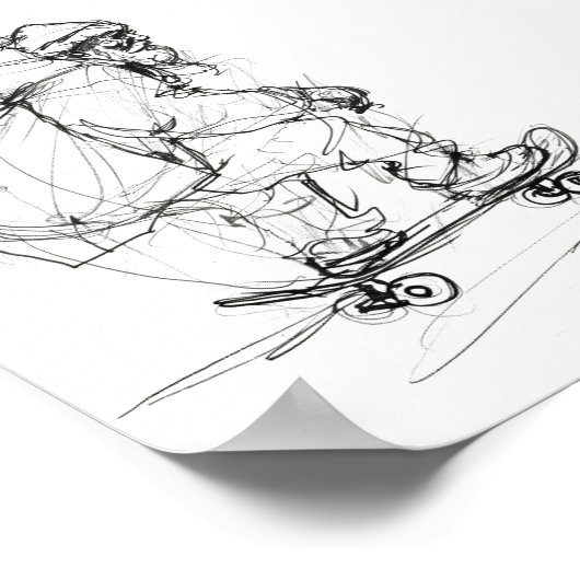 Sinterklaas skateboarden met Cadeaus Poster (Hoek)