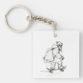 Sinterklaas skateboarden met Cadeaus Sleutelhanger (voorkant)