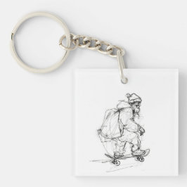 Sinterklaas skateboarden met Cadeaus Sleutelhanger