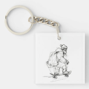 Sinterklaas skateboarden met Cadeaus Sleutelhanger