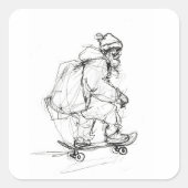 Sinterklaas skateboarden met Cadeaus Vierkante Sticker (Voorkant)