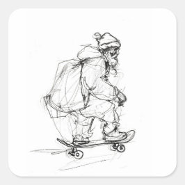 Sinterklaas skateboarden met Cadeaus Vierkante Sticker