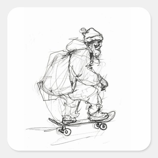 Sinterklaas skateboarden met Cadeaus Vierkante Sticker (Voorkant)