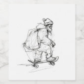 Sinterklaas skateboarden met Cadeaus Wijn Etiket (Enkel label)