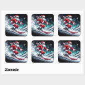 Sinterklaas skiën in besneeuwde bergen in de winte vierkante sticker (Vel)