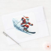 Sinterklaas skiën op een besneeuwde berghelling vierkante sticker (Envelop)