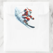 Sinterklaas skiën op een besneeuwde berghelling vierkante sticker (Tas)