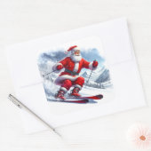 Sinterklaas skiën op een besneeuwde berghelling vierkante sticker (Envelop)