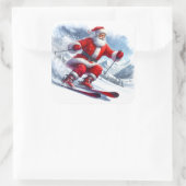 Sinterklaas skiën op een besneeuwde berghelling vierkante sticker (Tas)