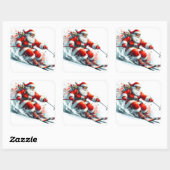 Sinterklaas Skiën vreugdevol op een besneeuwde ber Vierkante Sticker (Vel)