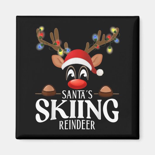 Sinterklaas Skiënde Rendieren Grappige Kerst Match Magneet (Voorkant)
