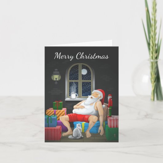 Sinterklaas slaperige koffie tijd kaart (Voorkant)