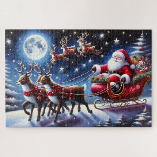 Sinterklaas slee met rendieren op kerstavond legpuzzel