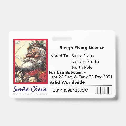 Sinterklaas slee novelty rijbewijs voor kinderen b badge (Voorzijde)