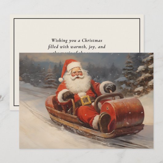 Sinterklaas Sleetooien Sneeuw Vrolijk Kerstfeest Feestdagenkaart (Voorkant / Achterkant)