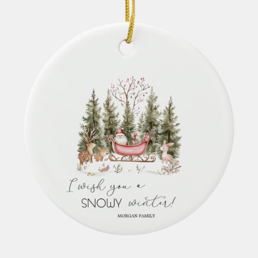 Sinterklaas, Sleigh, Cadeaus Forest Christmas Keramisch Ornament (Voorkant)