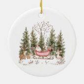 Sinterklaas, Sleigh, Cadeaus Forest Christmas Keramisch Ornament (Achterkant)