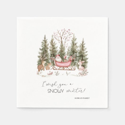 Sinterklaas, Sleigh, Cadeaus Forest Christmas Servet (Voorkant)