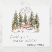Sinterklaas, Sleigh, Cadeaus Forest Christmas Sparkling Wijnetiket (Enkel label)