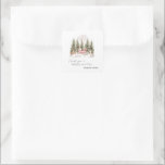 Sinterklaas, Sleigh, Cadeaus Forest Christmas Vierkante Sticker<br><div class="desc">Schattige waterverf Sinterklaas met slee,  cadeaus en bos op witte achtergrond.</div>