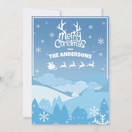 Sinterklaas Sleigh en rendieren Vliegen in de luch Feestdagenkaart (Voorkant)