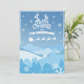 Sinterklaas Sleigh en rendieren Vliegen in de luch Feestdagenkaart (Staand voorkant)